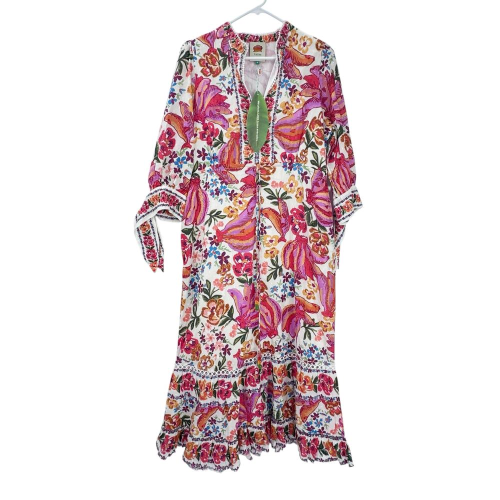 Farm Rio Women's Spring Bananas Maxi Dress Multicolor Size Medium NWT - Picture 7 of 14
